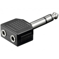 Adaptor Jack 6.3 tata stereo - 2 x Jack 3.5 mama stereo Monacor NTA-196