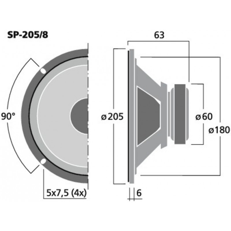 Difuzor universal full range Monacor SP-205/8